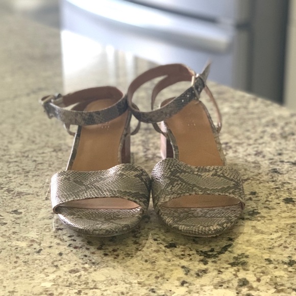 J Crew Factory Snakeskin Print Block-Heel Sandals - Picture 2 of 4